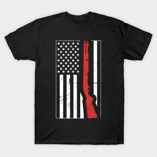 American Flag & Shotgun | Skeet Shooting T-Shirt